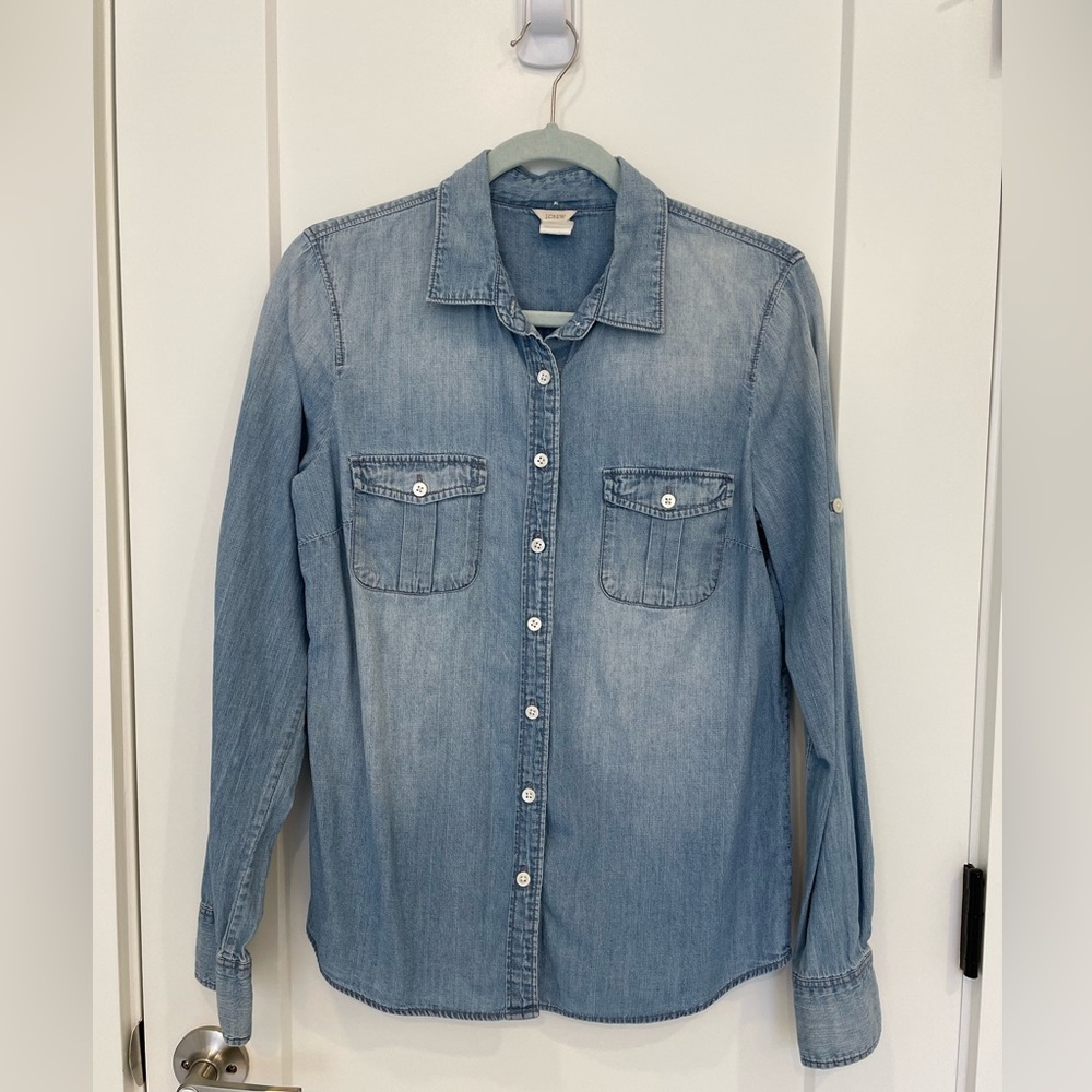 J. Crew Womens Chambray Denim Button Down